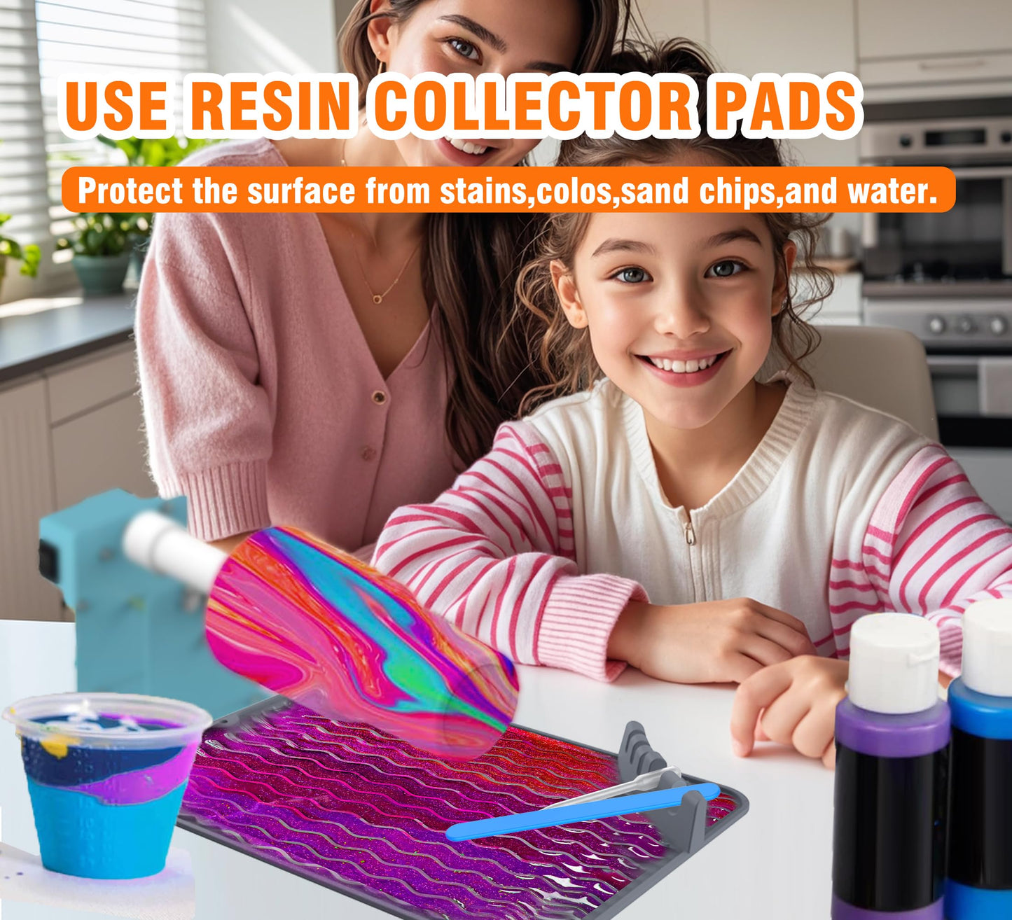 Heat-Resistant Silicone Craft Mat 16x12 Inch | Non-Slip Epoxy Resin Art Mat with Tool Organizer | Textured Surface for Jewelry, Coasters | Durable & Easy Cleanup