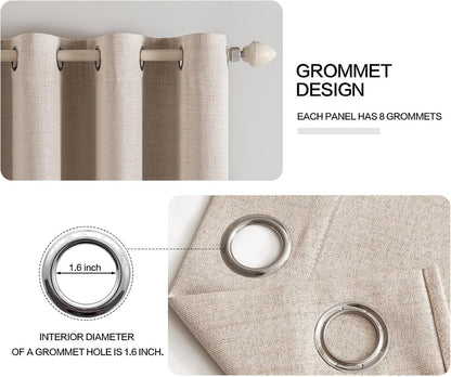 MIULEE Blackout Linen Texture Curtains - Thermal Insulated Natural Beige Drapes | 42 x 84 (2 Panels)