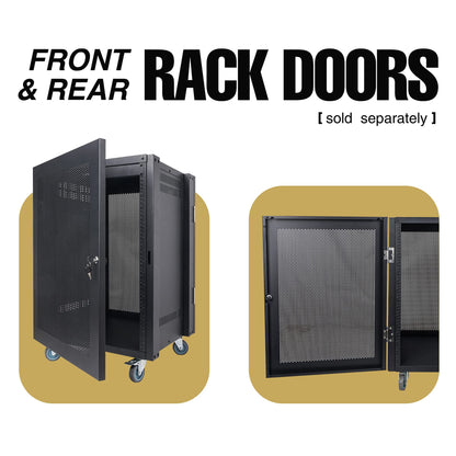 Sound Town 12U Universal Steel Rack, w/ 3" Locking Casters, Vented Side Panels for Audio Video, Server and Network Equipment (STRK-M12U)