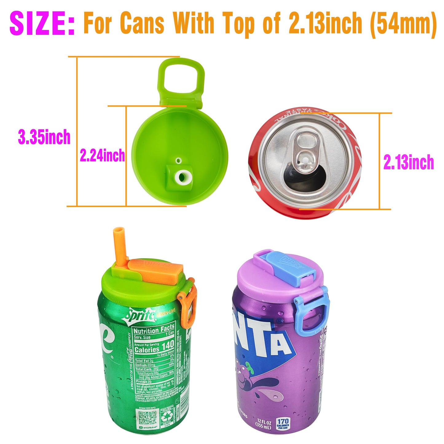 ORIGINAL CREATOR - DIPESI 6 pack 6 color Soda Can Lids with Straws, Reusable Silicone Straws Soda Can Covers, BPA-Free,Airtight Seal, Easy to Use, Prevents Spills, Fits Standard Cans.