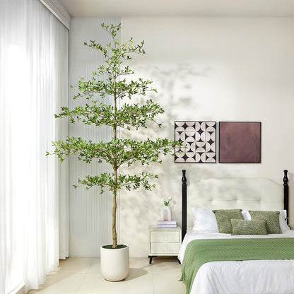 VeriNatural 10FT Artificial Black Olive Tree Indoor with White Planter – Tall Luxury Faux Olive Tree, Mediterranean Architectural Statement Decor for Living Room & Office,VN232