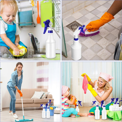 Eccliy 12 Pcs 16 Oz Plastic Spray Bottle, Adjustable Empty Reusable Sprayer for Cleaning, Planting, Water, Bathroom and Kitchen, BBQ, Commercial and Residential (Original,Dark Blue)