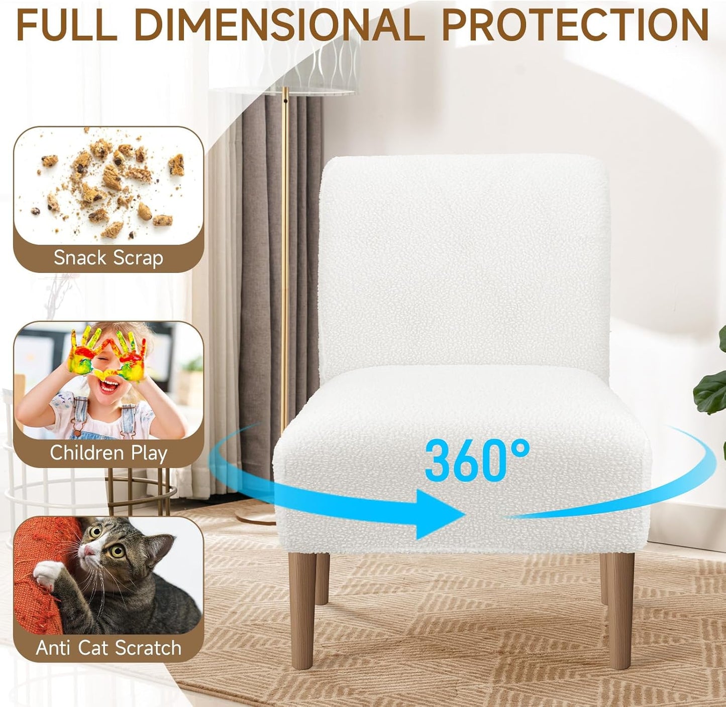 XIAROGEE Armless Armless 1) Teddy Wool Accent Chair Cover Heavy-duty Soft Plush Chair Slipcover Accent Chairs Covers
