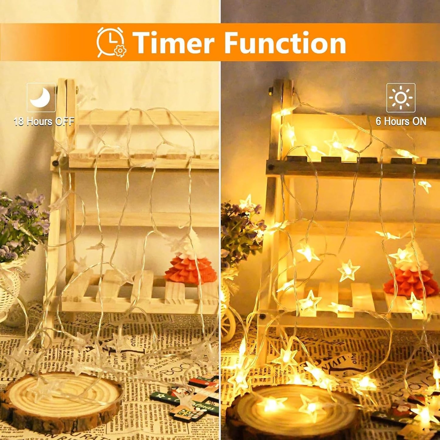 20 40 8 IP65 Star String Lights, FT LED Star Lights with Remote Control [Timer], Modes Battery Operated Twinkle Lights