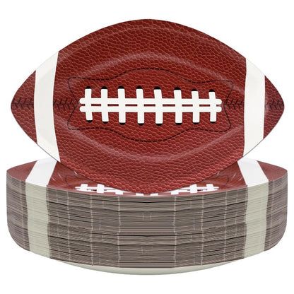 FIPOLLI 50 PCS Football Plates, 10 x 6.3 inch Football Shaped Disposable Paper Plates, Touchdown Party Plate for Tailgate Footballs Birthday Game day Party Decorations Table Decor