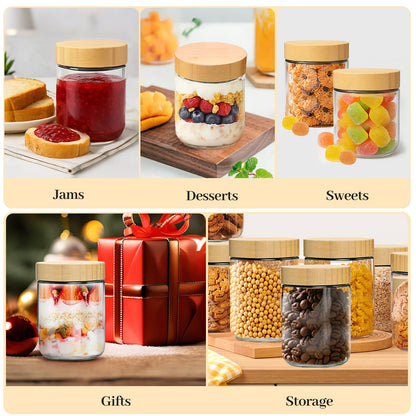 TBWIND 12 Pack 16oz Glass Jars with Bamboo Lids, Spoons, Airtight Overnight Oats Containers, Salad& Yogurt Storage, Mason Jars for Snacks, Spices, Meal Prep – Reusable