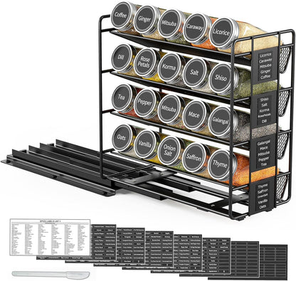 20 801 SpaceAid Pull Out Spice Rack Organizer with Jars, Heavy Duty Slide Out Seasoning Organizer for Kitchen Cabinets