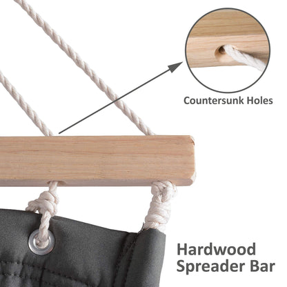 SUNCREAT Hammocks Double Hammock with Adjustable Wooden Stand Included, Outdoor Hammocks for Outside, 475 lbs Capacity, Dark Gray