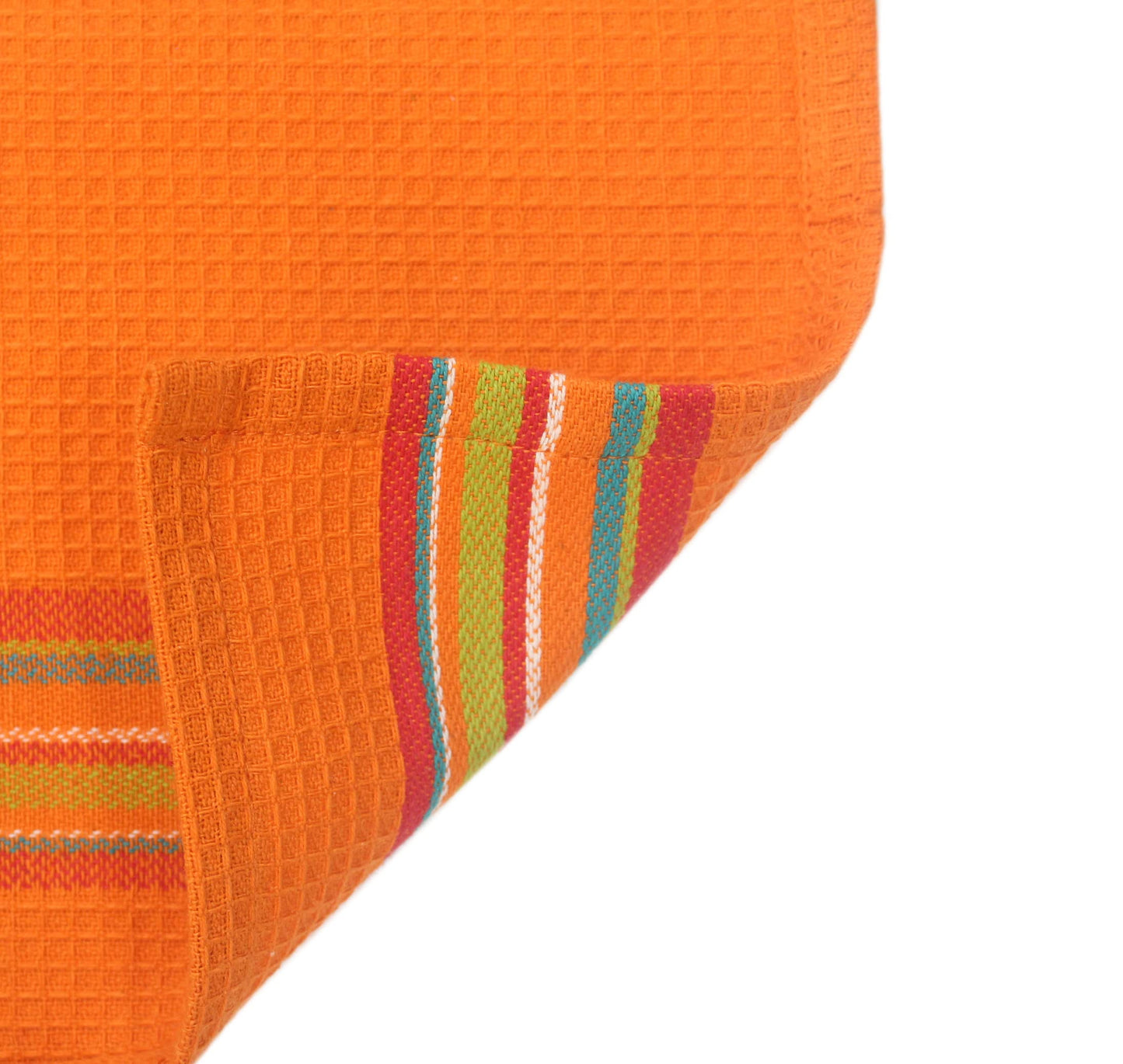 COTTON CRAFT Salsa Stripe Kitchen Towel - Set of 8 Pure Cotton Absorbent Waffle Weave Dish Towel Dish Cloth - Low Lint Reusable Drying Towels - Restaurant Bar Cleaning Kitchen Hand Towel -16x28 Multi