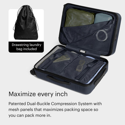 Away Bigger Carry-On Luggage - 23-Inch Lightweight Hardside Suitcase with 360° Spinner Wheels, Interior Compression System, TSA-Approved Lock - Navy Blue