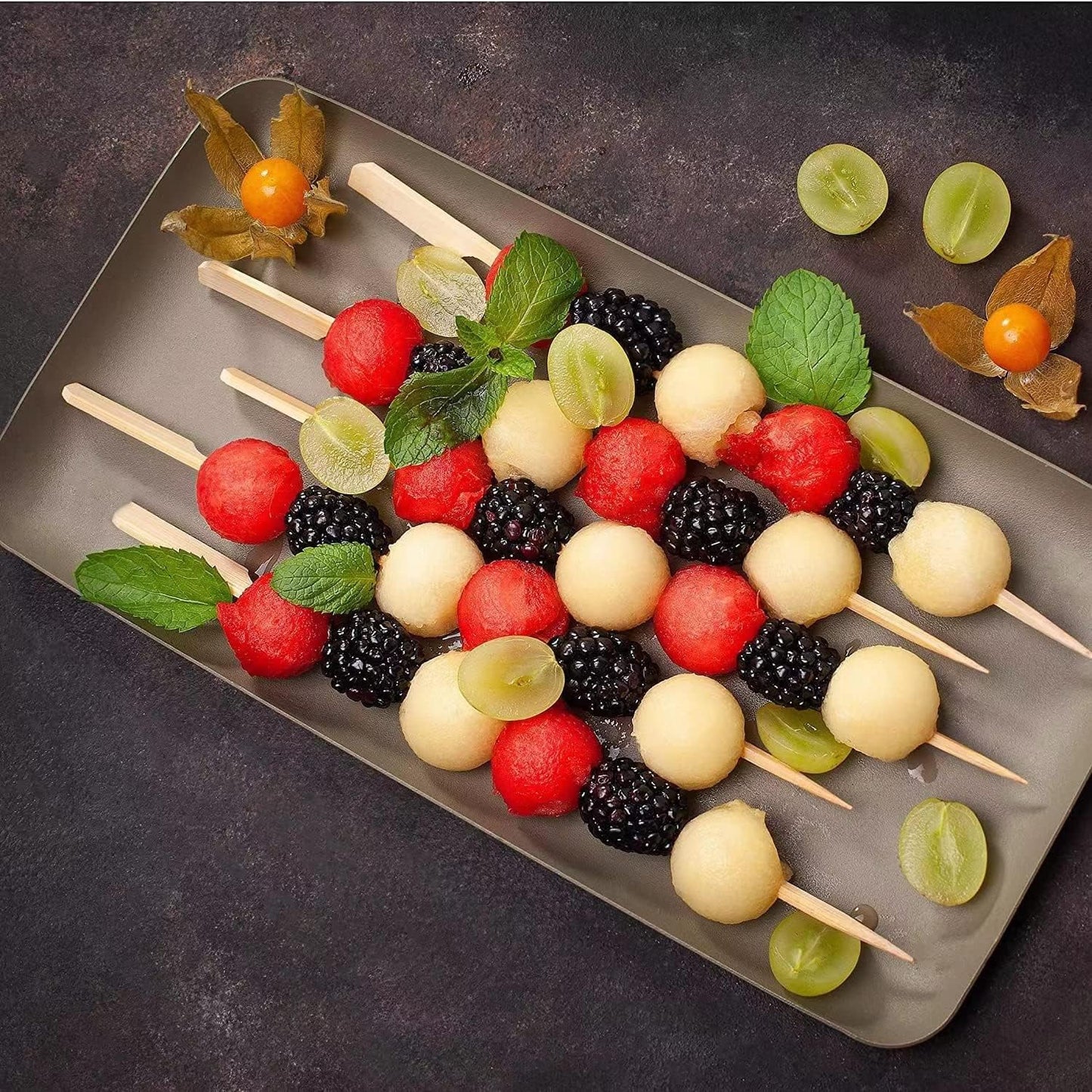PFIEIFPO Bamboo Skewers 12 Inch,200 PCS Cocktail Skewers, Wooden Skewers for Appetizers，BBQ，Fruit Kabobs，Sandwich，Drink.…