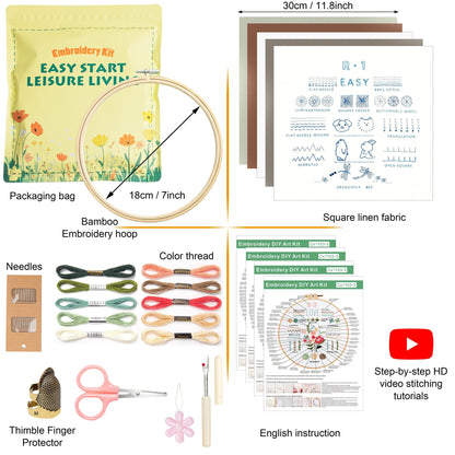 Culberta Embroidery Kit for Adults Beginner, Needlepoint Kits, Cross Stitch Craft Set with HD Video Tutorials, Hand DIY Art Supplies for Gifts (B)