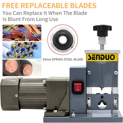 SENDUO Automatic Wire Stripper Machine,25W 0.04" - 0.79" Electric Wire Stripping Machine,with Free Replacement Blades,Portable cable stripper for Scrap Copper Wire Cable Recycling