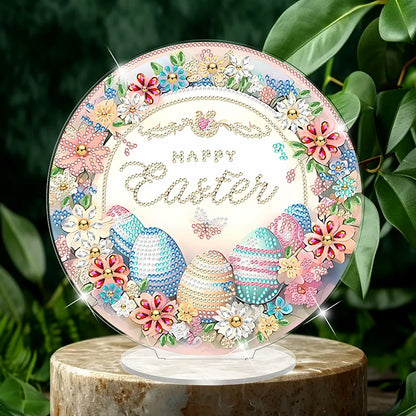 SWEKKE Easter Egg Diamond Art Hanging Kit for Adult,Special Shaped Rhinestone,DIY Acrylic Diamond Art Painting Window Pendants Home Garden Wall Hanging Kits Hanging Ornament,Double Sided