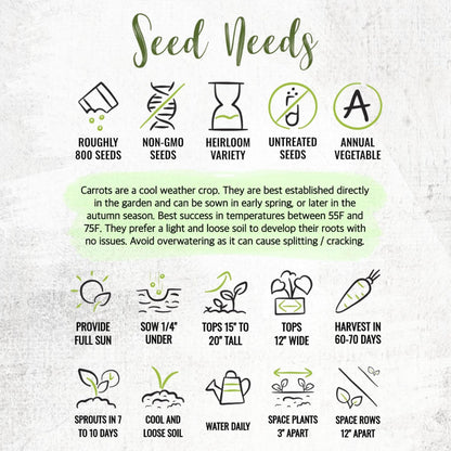 (5 Packs) Seed Needs Carrot Seeds for Planting Paris Market Carrots - Non-GMO Heirloom & Untreated Annual Cool Weather
