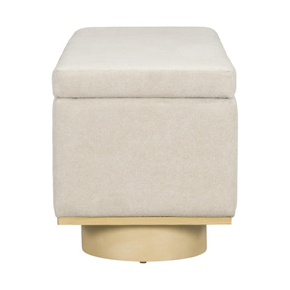 Christopher Knight Home Angie 50" Upholstered Storage Bench for Bedroom, Rectangular Foot Stools Ottoman, Entryway Wood Ottoman Bench, End of Bed Bench, Living Room Sofa Extra Seat, Oatmeal+Natural
