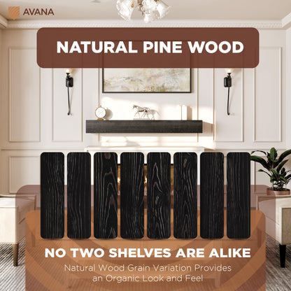 Avana Farmhouse Fireplace Mantel - Handcrafted Wood, 72" x 8" x 5" - Espresso Finish