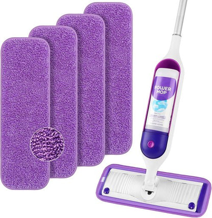 HOMEXCEL Microfiber Mop Pads - Reusable PowerMop Refills for 13"-15" Spray Mop | Machine Washable, Pack of 4