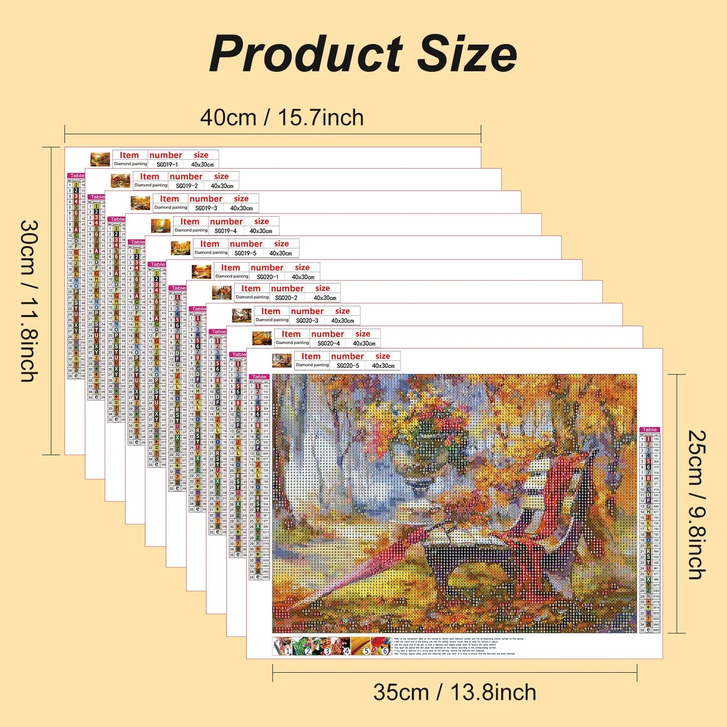 Stalente 10 Pack Diamond Painting Kits for Adults, Landscape Autumn Round Full Drill Diamond Art Kits, 5D DIY Paint with Diamonds Crafts for Home Wall Decoration Gifts 12×16 Inch