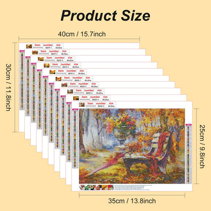 Stalente 10 Pack Diamond Painting Kits for Adults, Landscape Autumn Round Full Drill Diamond Art Kits, 5D DIY Paint with Diamonds Crafts for Home Wall Decoration Gifts 12×16 Inch