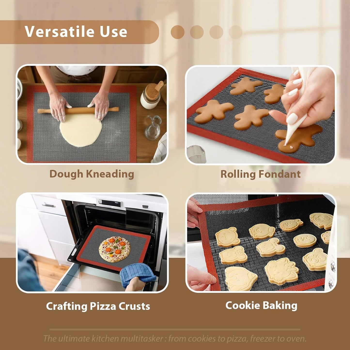 Professional Silicone Bread Baking Mat, Non Stick Oven Liner, Perforated Steaming Mesh, Half Sheet Size