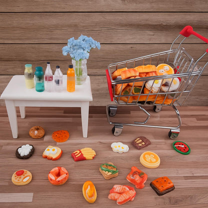 100 Pcs Miniature Food Drink Bottles Soda Pop Cola Cans Pretend Play Kitchen Game Party Accessories Toys Cake Ice Cream for 1/12 Doll House Mixed Mini Resin Figures Favor Toy Dollhouse Decorations