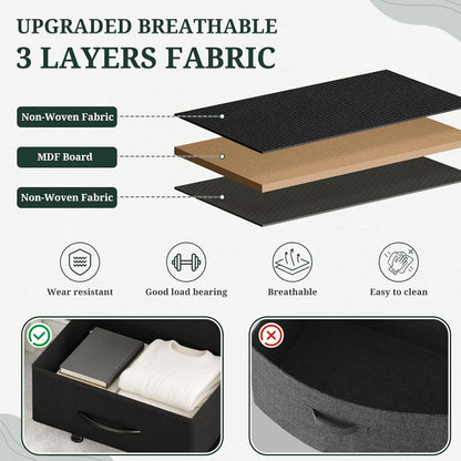 2 Nightstand with Charging Station, Bedside Table with USB Ports & Outlets, Small Dresser End Table with Fabric Drawer