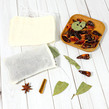 Reusable Spice Bags for Cooking, 30PCS Muslin Tea Bags with Drawstring, Empty Sachet Bags for Spices 4x6 Inch