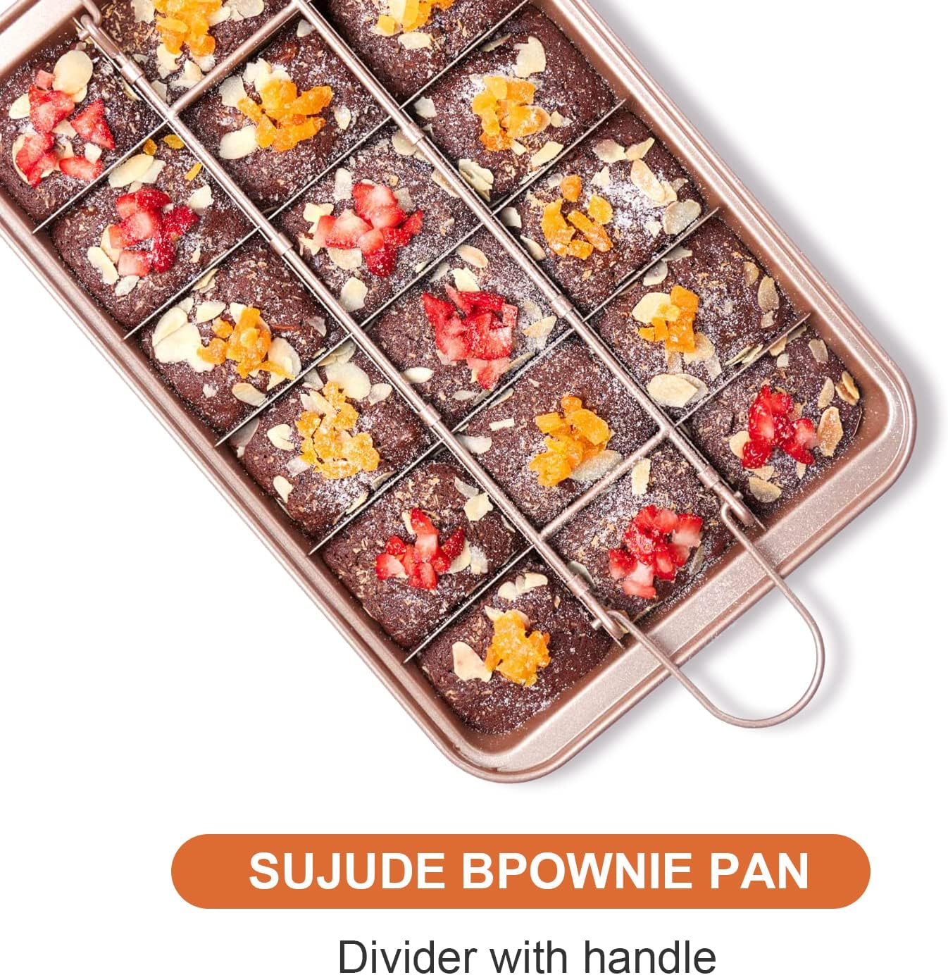 Nonstick Brownie Pan, High Carbon Steel Baking Pan with Dividers, Makes 18 Pre-Cut Brownies for Oven Baking