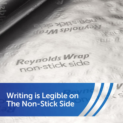 Reynolds Wrap Non Stick Aluminum Foil, Nonstick Aluminum Foil Roll, Prevents Food Sticking and Messy Cleanup, Great for Covering Casseroles and leftovers, 43.33 Yards x 12 Inches, 130 Sq.Ft.