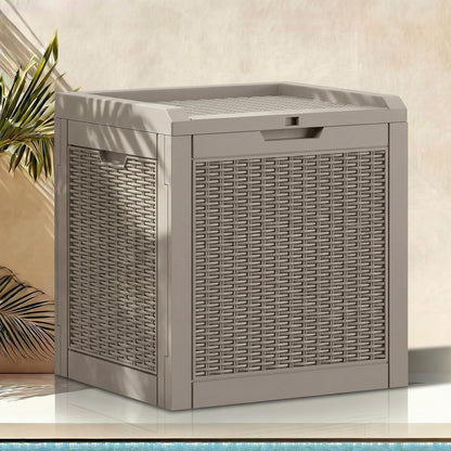 32 Package DWVO Gallon Resin Storage Box, Indoor Outdoor Deck Box for Delivery, Patio Cushions, Gardening Tools