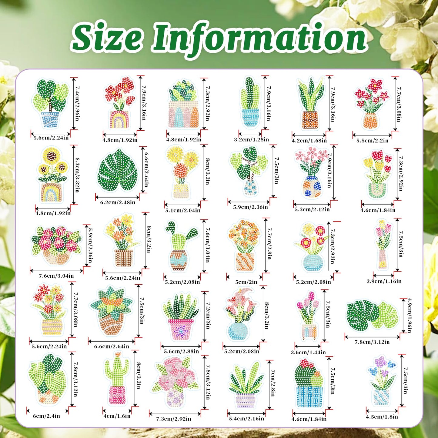30 Pcs Flower Diamond Art Magnets, DIY Painting Kits for Refrigerator Decor, Creative Plant Pot Crafts for Adults Home Office
