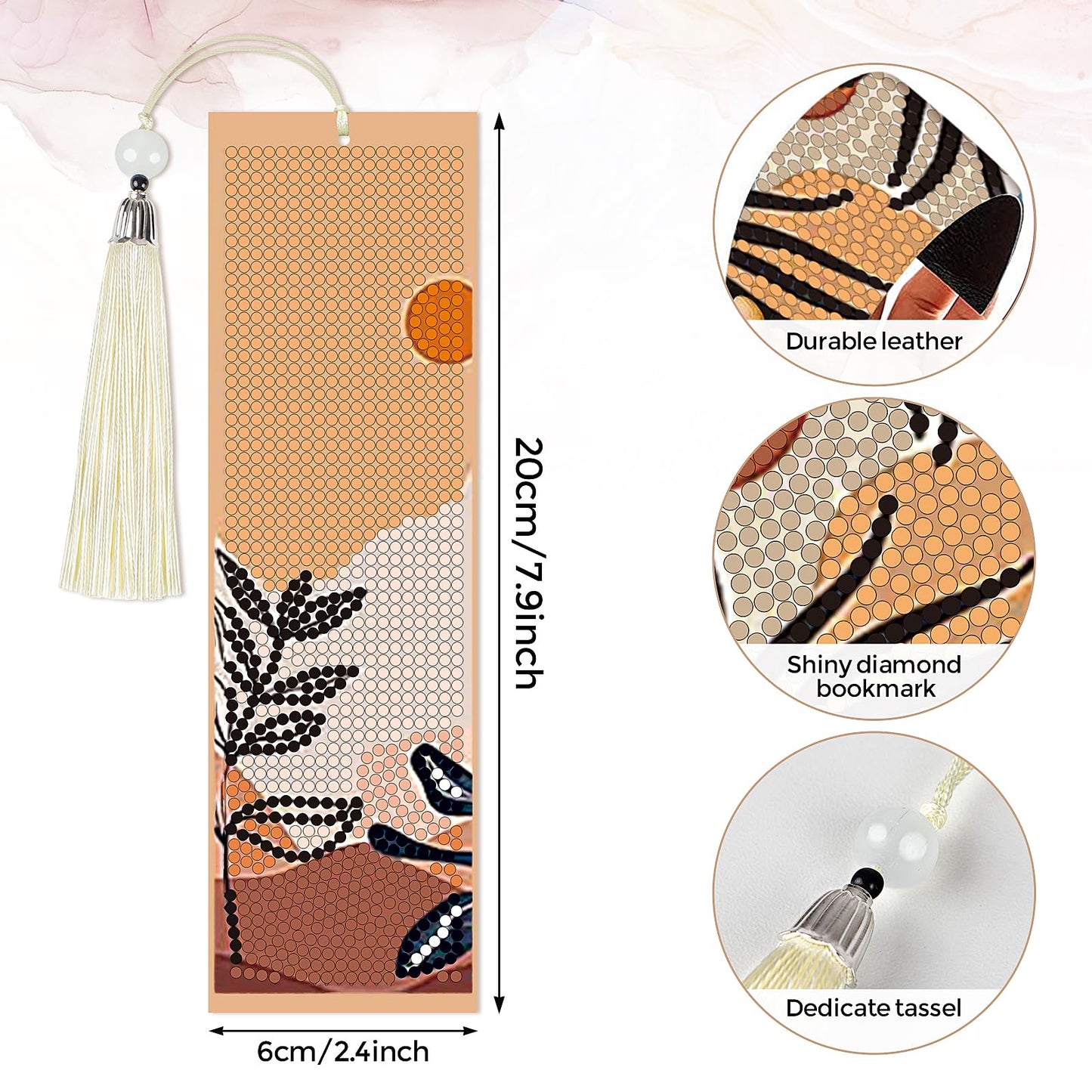 4 Pieces Boho Diamond Art Bookmarks 5d Boho Beaded Bookmark Leather Tassel Bookmark for DIY Making Beginner Kids Adults Arts Craft Supplies