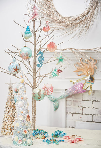 C&F Home Pierced Blue Seahorse Coastal Beach Christmas Ornament