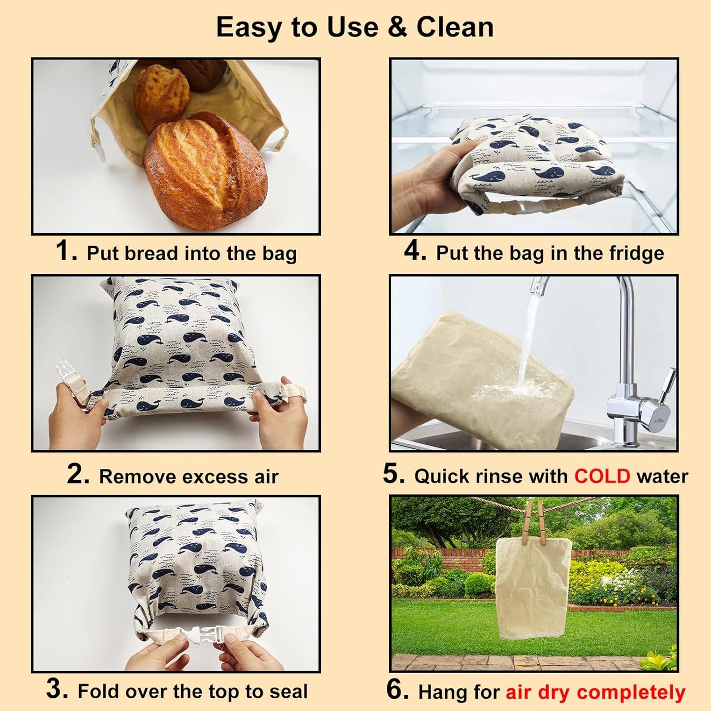 13x17in (2 Pack) Reusable Beeswax Bread Bags for Homemade Sourdough: XL Eco-Friendly Plastic-free Food Storage |