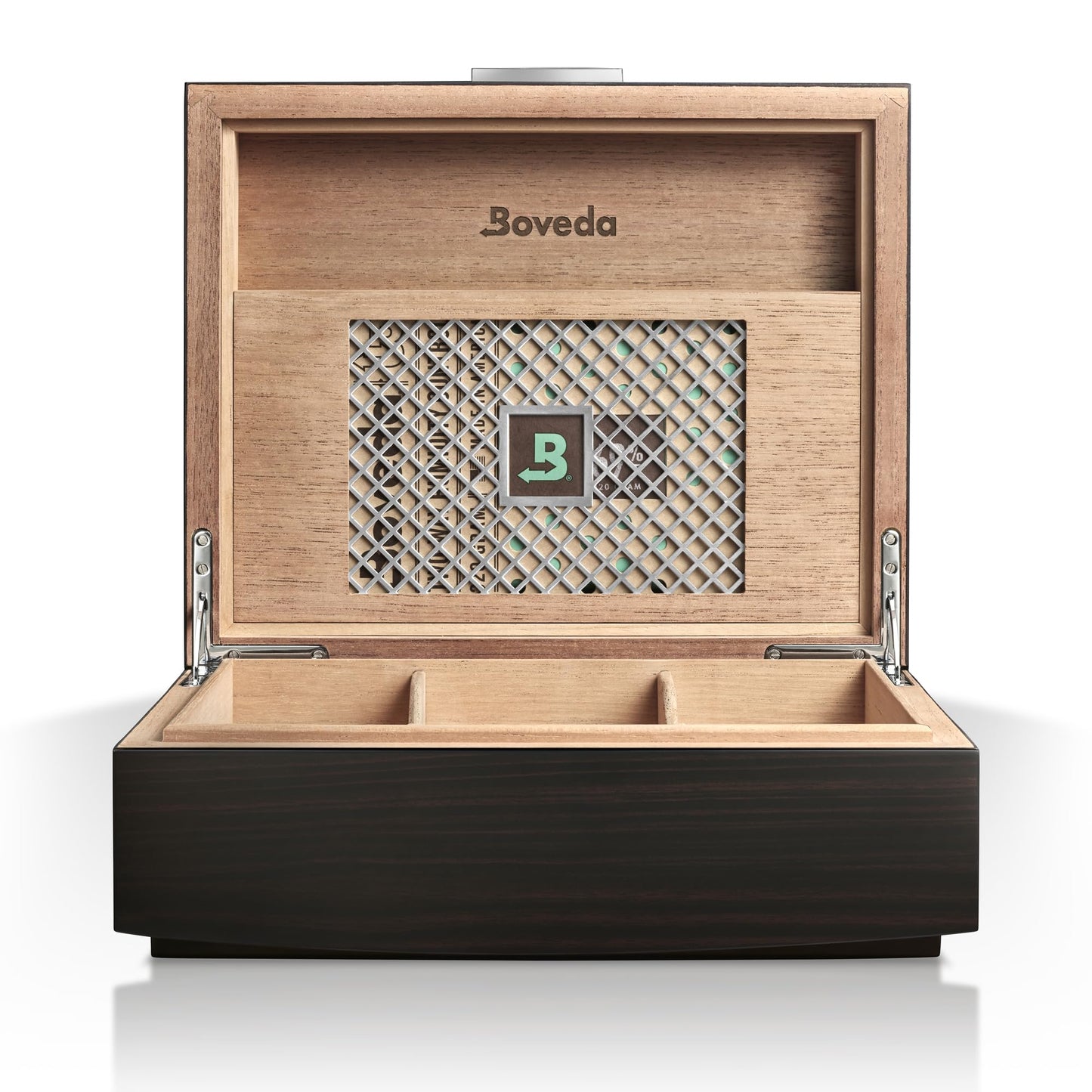Boveda Bespoke Spanish Cedar Humidor Cigar Box with Macassar Ebony Matte Finish, Custom-Built Holder, Includes 84% Seasoning Packs and 69% Size 320 Humidity Pack, 50 Cigar Capacity