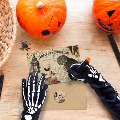 Whaline 36 Pack Halloween Greeting Cards Vintage Owl Crow Skull Blank Note Cards with Envelopes Stickers for Party Invitation Supplies, 4 x 6 Inch