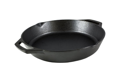 Lodge Seasoned Cast Iron Dual Handle Pan - Cast Iron Frying Pan - Even Heat Distribution - Oven & Stovetop Safe - PFAS-Free, Non-Toxic Cookware - 12 Inch