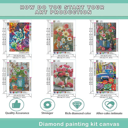 EWJRNSF 6 Pack Diamond Painting Kit Full Drill 5D Diamond Painting by Number Kits for Adults Kids Home Wall Decor 16x20 inch, HDDR Q3171 Q4513-Q4517