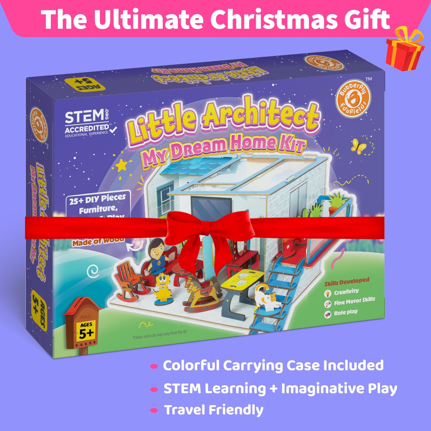 DIY Dollhouse Kit for Girls Ages 5–9 | Miniature House 3D Puzzle with Furniture & Accessories | Build & Play STEM Craft Kit for Girls 5 6 7 8 9 10