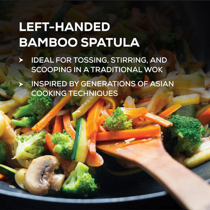 Helen’s Asian Kitchen Left-Handed Bamboo Stir Fry Spatula, 13-Inch Cooking Utensil