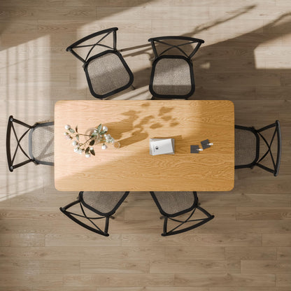 Casaphoria 67" Rectangular Dining Table, Modern Kitchen Table for 4-6, Farmhouse Style Large Table, Easy Assembly for Living Room, Kitchen, Bar, Natural Wood