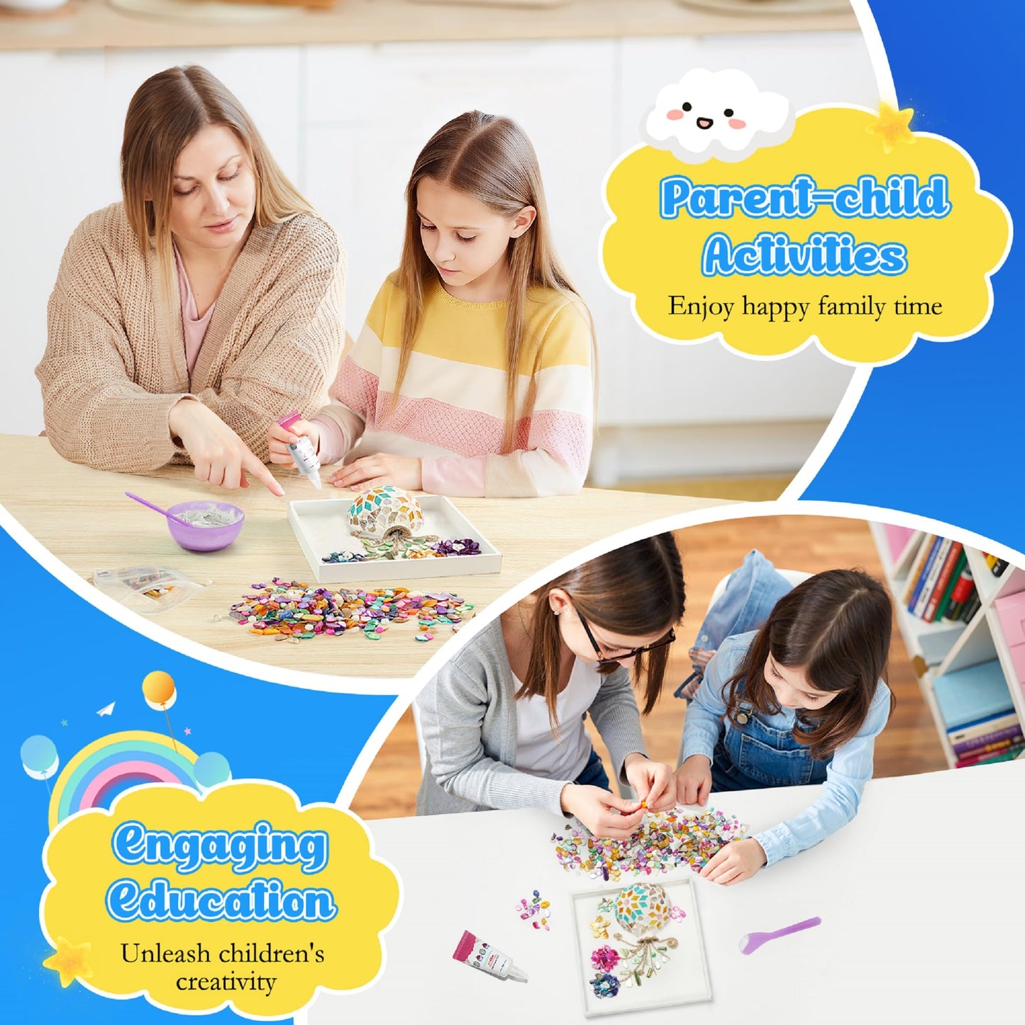 Kssiaz DIY Vase Mosaic Painting Kit, DIY Mosaic Arts and Craft Kits with Vase Flower Mosaic Accessories, Handmade Sticker Painting Gem Art Kit Christmas Room Decor