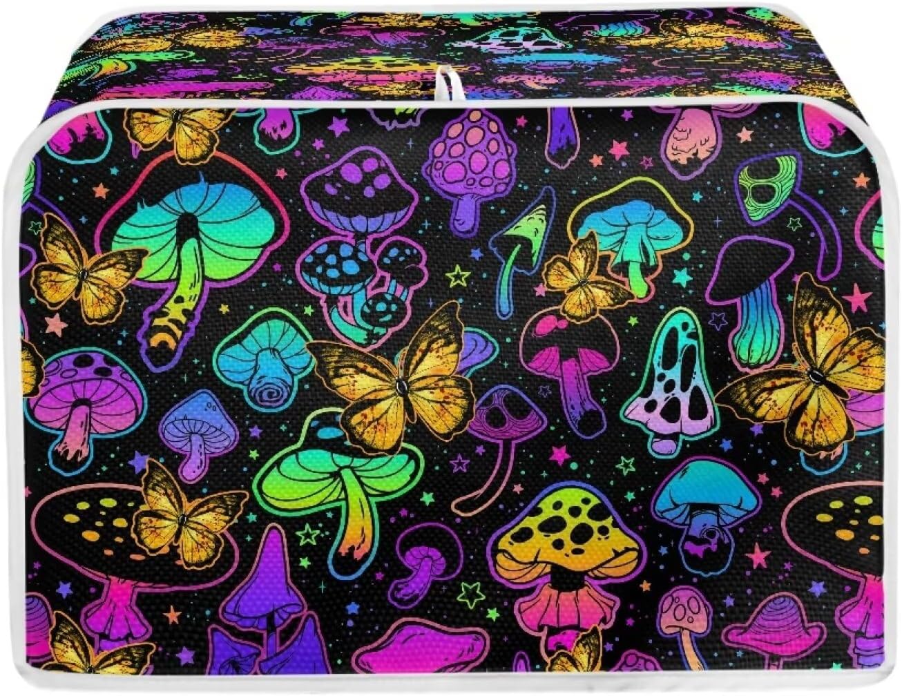 Gomyblomy Mushroom Butterfly Toaster Cover, Polyester Fabric Dustproof Cover for Kitchen, Washable Microwave Oven