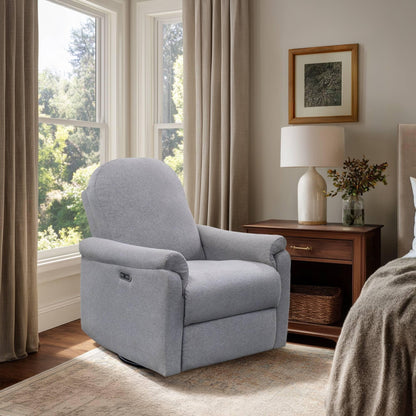 Madison Park Recliner & Rocking Chair: Glider Recliner Nursery Chair for Living Room & Bedroom, Swivel Rocker Recliner with a Rounded Back, Versatile 3-in-1 Accent Chair for Small Spaces, Light Grey