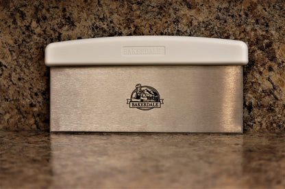 Bakerdale Large Bench, Dough, Cake Scraper, Icing Smoother Spreader, 10-inch Long Stainless Steel Blade, with White Polypropylene Handle