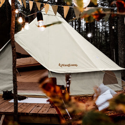 KingCamp Glamping Tent for 4 Seasons, 13.2ft/16.4ft Large Waterproof & Windproof Luxury Bell Yurt Tent w/Stove Jack, Spacious for Family Camping Hunting Parties