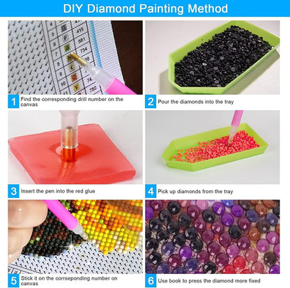 GemZono Diamond Painting for Adults and Beginners - 6pcs, 5D Round Diamond Digital Painting Kit, DIY Black Cat Diamond Art Painting, Matisse Van Gogh Living Room Bedroom Decoration (11.8x15.7 inches)