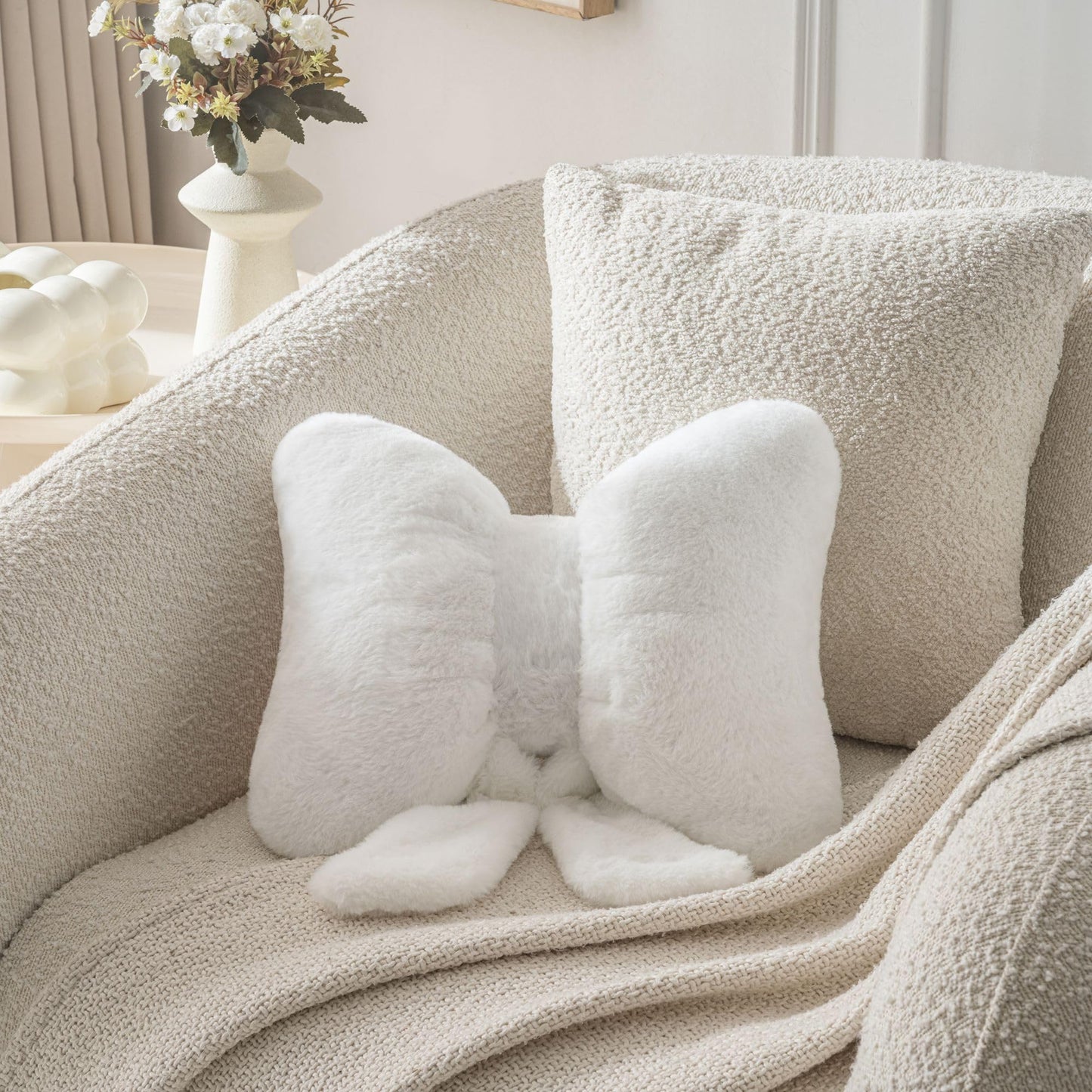 Bow Pillow Throw Pillows Butterfly Shaped Decorative Cute Pillows for Bed Sofa Cute Home Decor,Pink 10 * 8inch