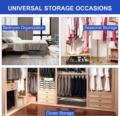 Surblue Under Bed Shoe Storage Organizer, Fits 24 Pairs of Shoes, Set of 2 with Clear Cover